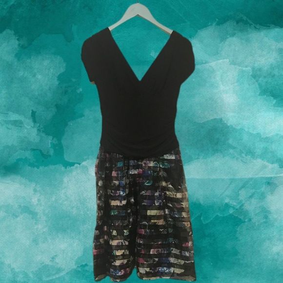 NWT $129 SL Fashions | Watercolor | Roses Stripes Organza Floral | Missy Dress - Picture 3 of 12